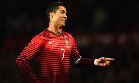 Cristiano Ronaldo playing for the Portuguese National Team in 2014