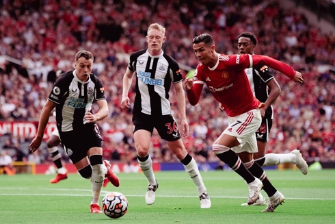 Cristiano Ronaldo playing for United against Newcastle
