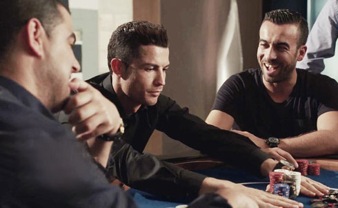 Cristiano Ronaldo playing poker with friends