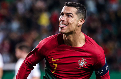 Cristiano Ronaldo sticking his tongue out