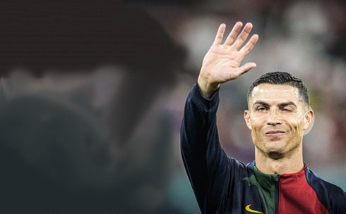 Cristiano Ronaldo smiling to his fans before a match for Portugal