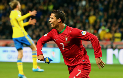 Cristiano Ronaldo completes his hat-trick in Sweden vs Portugal in 2013