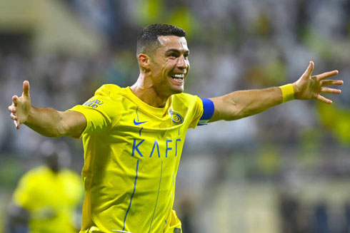 Cristiano Ronaldo celebrates goal for Al Nassr