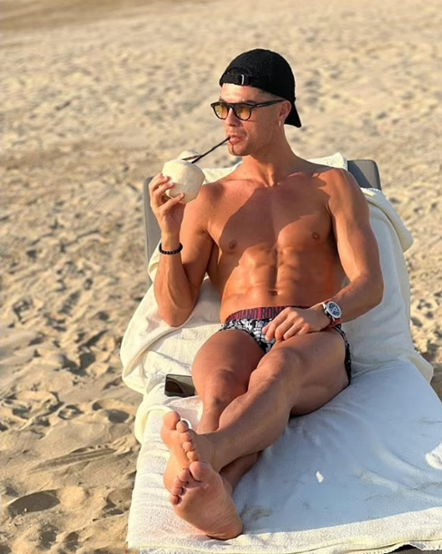 Cristiano Ronaldo relaxing on the beach