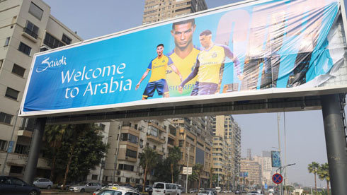 Cristiano Ronaldo ambassador for Saudi Arabia has advertisement on the streets