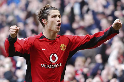 Cristiano Ronaldo scoring in the Premier League for Man Utd