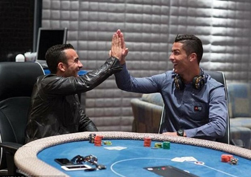 Cristiano Ronaldo playing poker with Ricardo Regufe