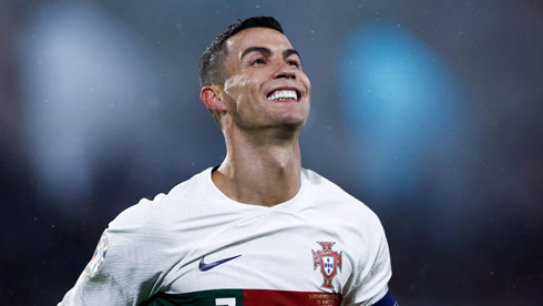 Cristiano Ronaldo wearing the Portuguese National Team white shirt