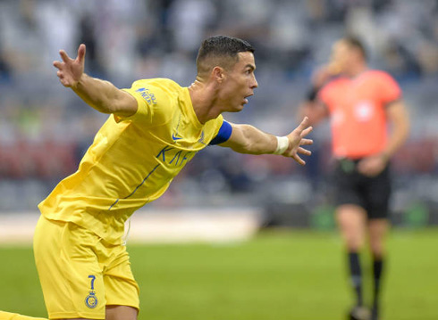 Cristiano Ronaldo celebrates goal for Al Nassr