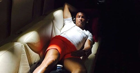 Cristiano Ronaldo taking a nap in the couch