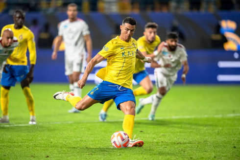 Cristiano Ronaldo taking a penalty-kick for Al Nassr