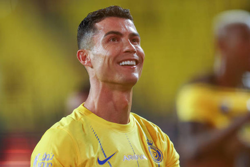 Cristiano Ronaldo happy and smiling at Al Nassr