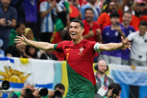 Cristiano Ronaldo after scoring against Uruguay in the FIFA World Cup 2022