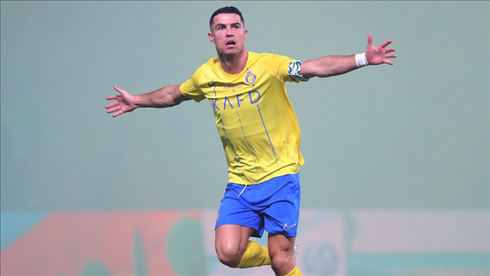Cristiano Ronaldo with his arms wide open at Al Nassr