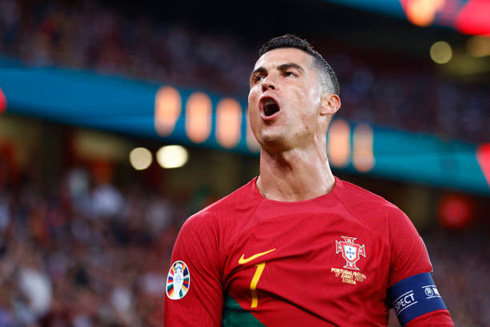 Cristiano Ronaldo after scoring for Portugal