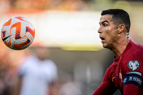 Cristiano Ronaldo with his eyes on the ball