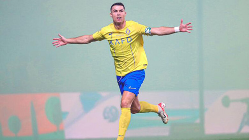 Cristiano Ronaldo with his arms wide open in Al Nassr victory
