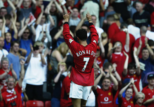Cristiano Ronaldo turned to Man United fans to salute them