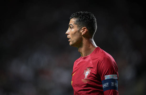 Cristiano Ronaldo wearing the red shirt for Portugal