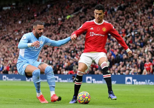 Cristiano Ronaldo in action in United vs City