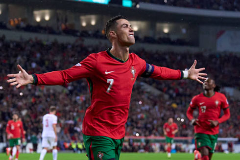 Cristiano Ronaldo joy after scoring for Portugal