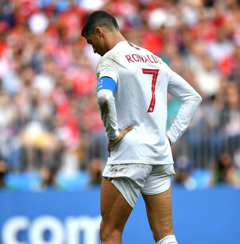 Cristiano Ronaldo pulling his shorts up