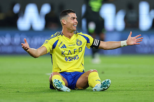 Cristiano Ronaldo complaining after a foul