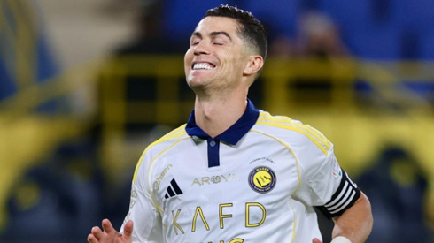 Cristiano Ronaldo showing his teeth after missing a chance to score