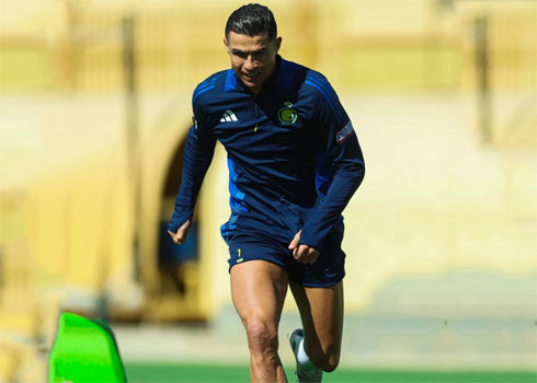 Cristiano Ronaldo running exercises in training