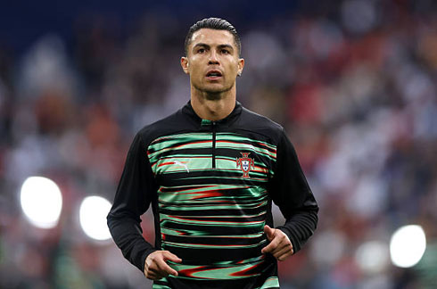 Cristiano Ronaldo wearing Portugal training jersey