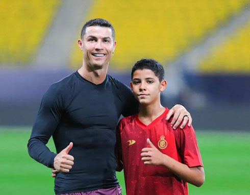 Cristiano Ronaldo and his son Cristiano Jr in football