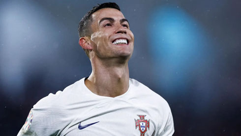 Cristiano Ronaldo in a Portuguese white shirt