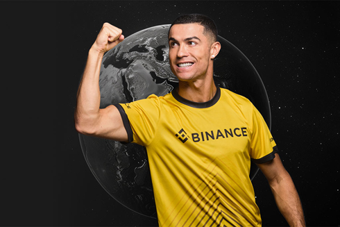 Cristiano Ronaldo in his Binance marketing photoshoot