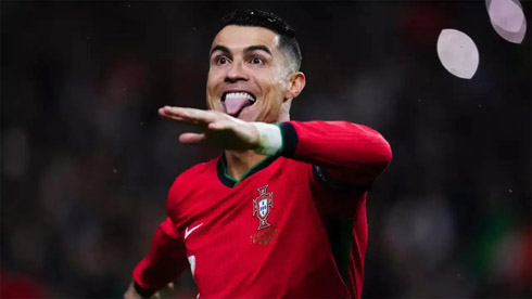 Cristiano Ronaldo running after scoring