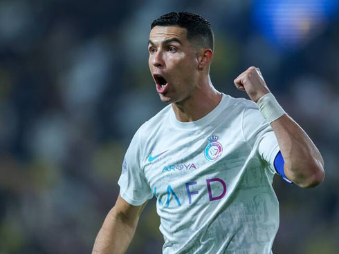 Cristiano Ronaldo making gestures during Al Nassr game