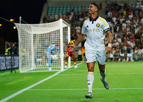 Ronaldo doing what he does best which is scoring goals