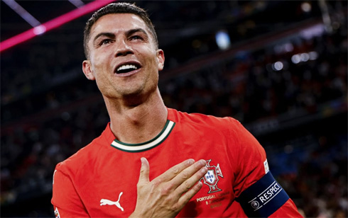 Cristiano Ronaldo tapping on his chest