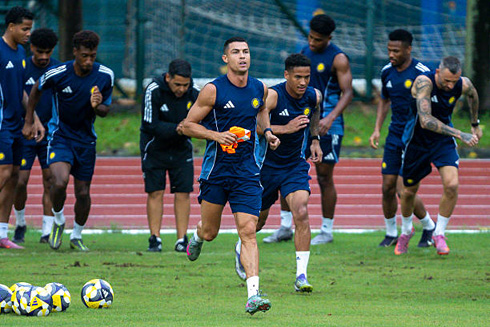 Cristiano Ronaldo running exercises in training