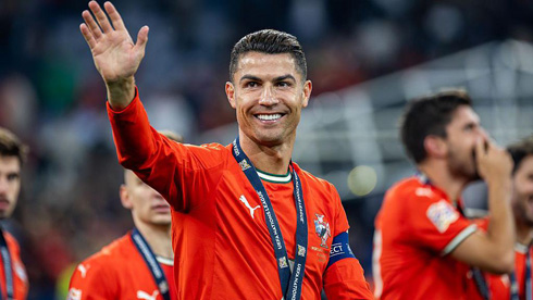 Cristiano Ronaldo greeting fans at distance