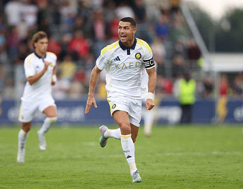 Cristiano Ronaldo running after scoring for Al Nassr