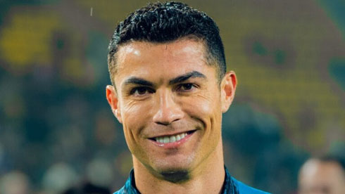 Cristiano Ronaldo smiling and looking happy