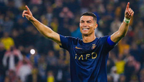 Cristiano Ronaldo plays for Al Nassr in a blue shirt