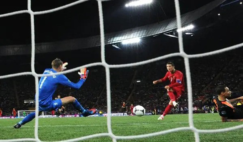 Cristiano Ronaldo scoring vs the Netherlands