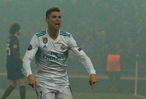 Cristiano Ronaldo in a Champions League game in the fog