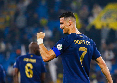 Cristiano Ronaldo determination after scoring a goal