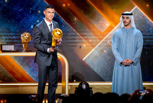 Cristiano Ronaldo in Dubai receiving his award in 2025