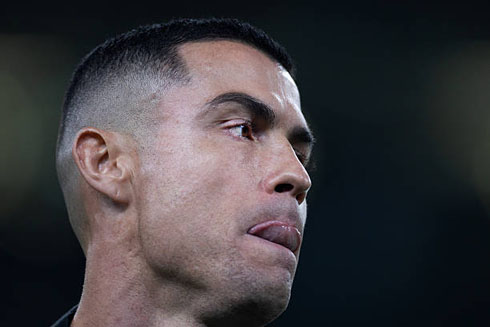 Cristiano Ronaldo showing his tongue
