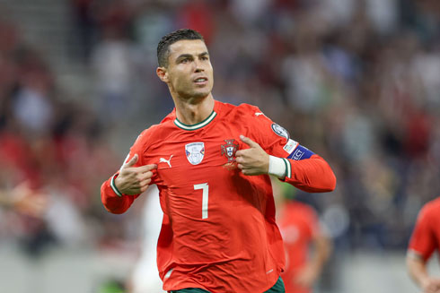 Cristiano Ronaldo taking credit after scoring for Portugal
