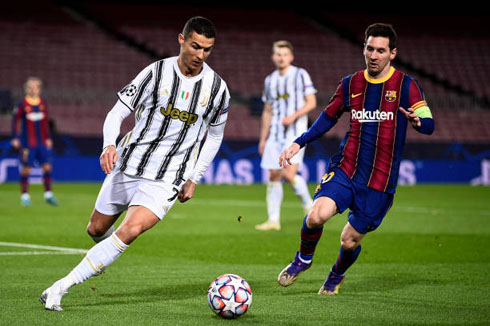 Cristiano Ronaldo and Messi in Juve vs Barcelona