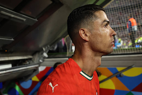 Cristiano Ronaldo entering the pitch for Portugal